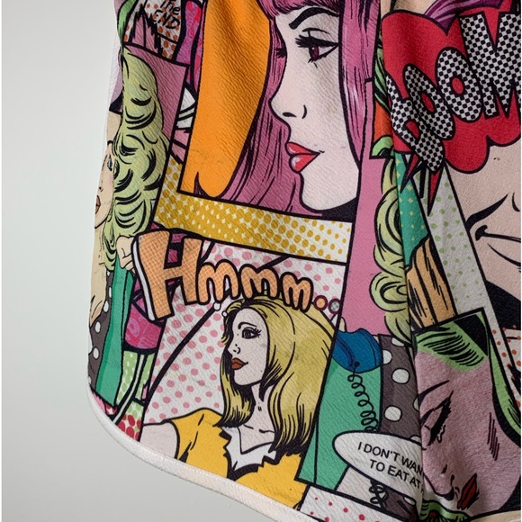 ๐5/$20๐ Shein Pop Art Comic Print Dolphin Shorts #1 - Picture 3 of 5